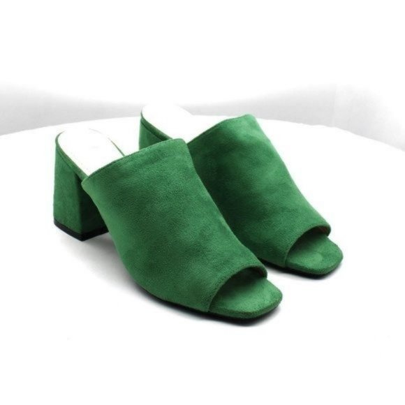 Journee Collection Womens Block Heel Peep Toe Slide(size 7.5)